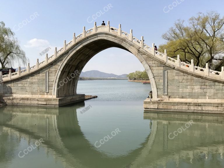 建筑类：北京颐和园昆明湖上的桥梁玉带桥